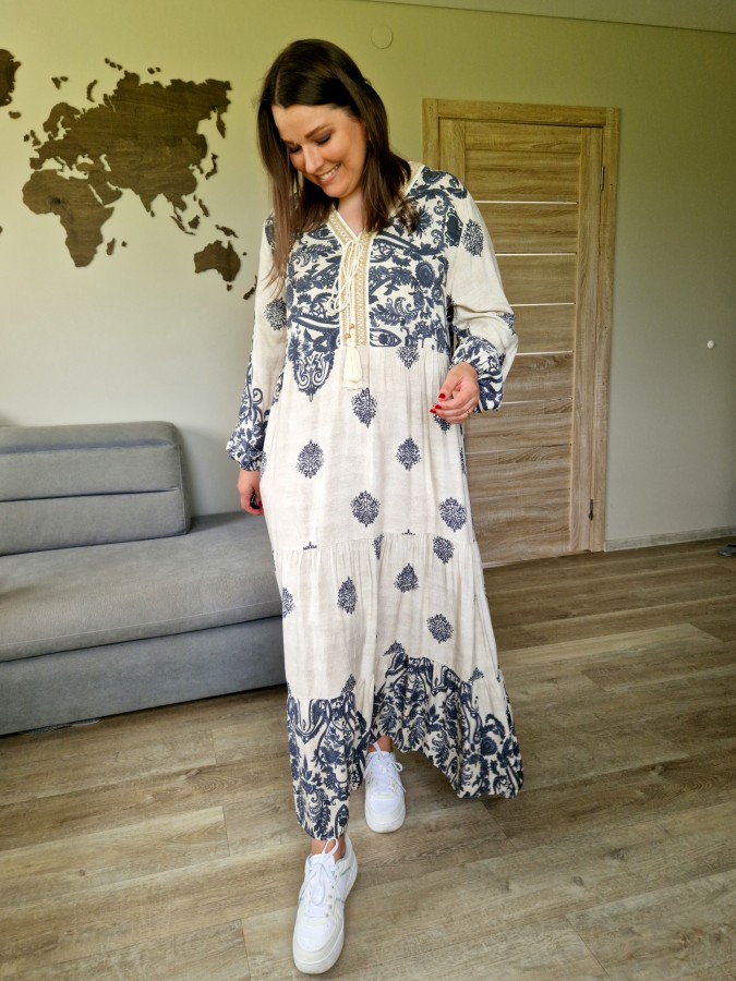 Boho stiliaus ilga suknelė (3 spalvos)
