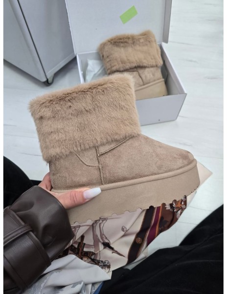 Labai šilti šviesiai rudi aulinukai su kailiuku