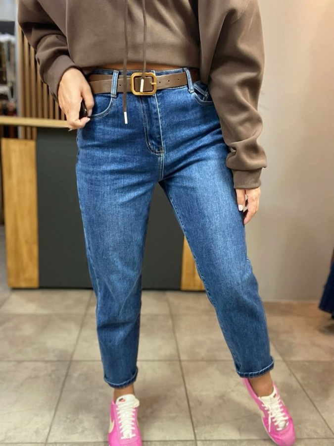 Pašiltinti Momfit džinsai (XS-XL dydžiai)