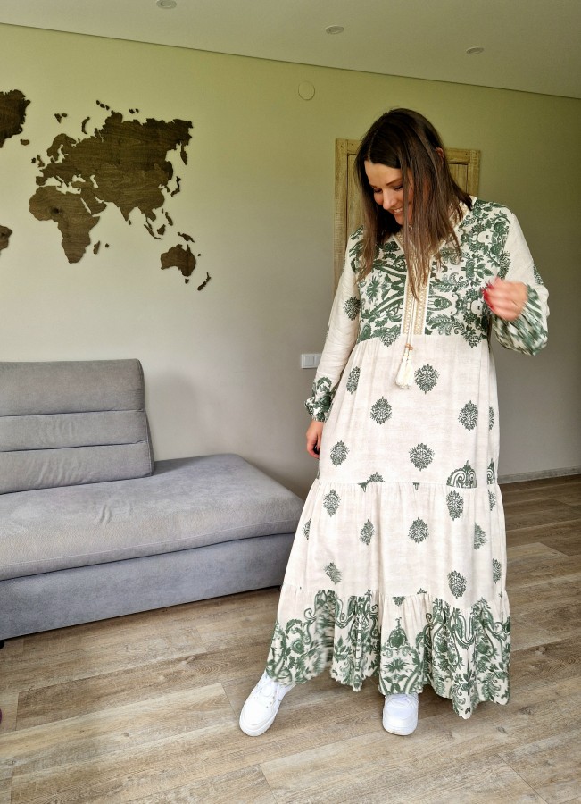 Boho stiliaus ilga suknelė (3 spalvos)