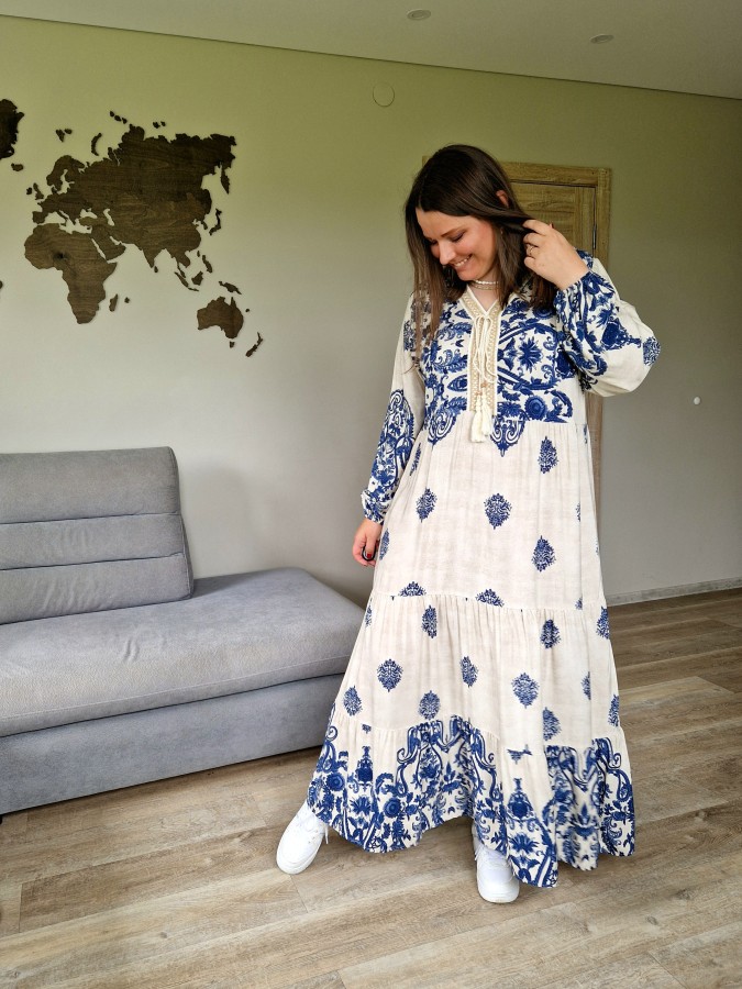 Boho stiliaus ilga suknelė (3 spalvos)