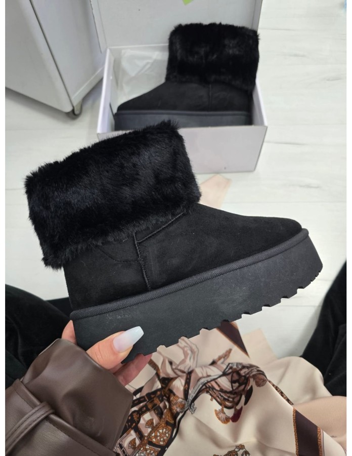 Labai šilti juodi aulinukai su kailiuku