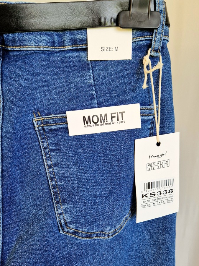 Tamsiai mėlyni Momfit džinsai (34-42 dydžiai)