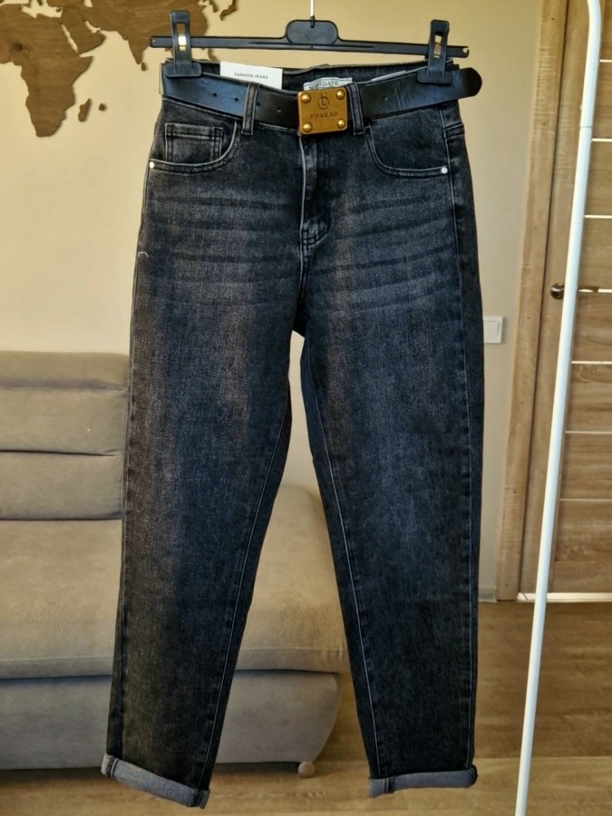 Tamsiai pilki Momfit džinsai (25-30 dydžiai)