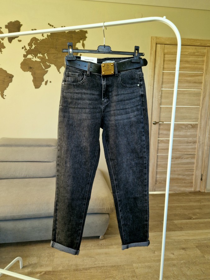 Tamsiai pilki Momfit džinsai (25-30 dydžiai)