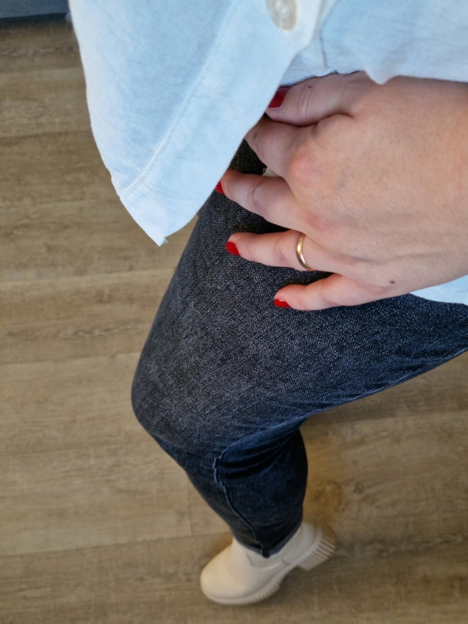 Tamsiai pilki Momfit džinsai (25-30 dydžiai)