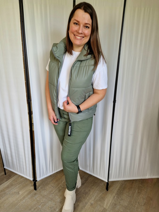 Khaki spalvos eko odos liemenė